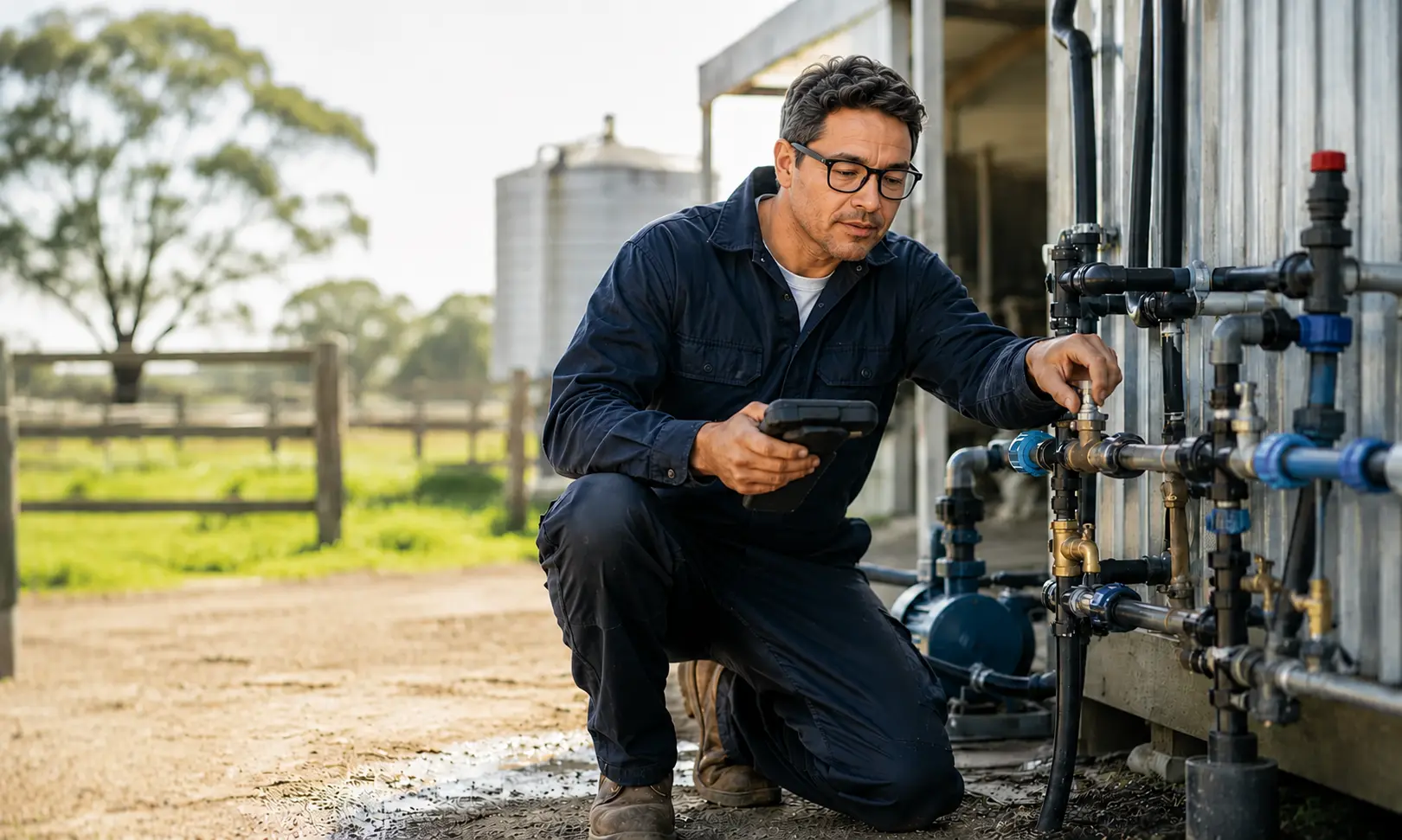Canalizador profissional da Water Connect Portugal em serviço